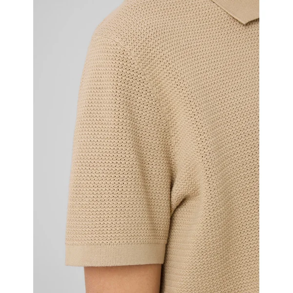 Polo maille fantaisie Beige