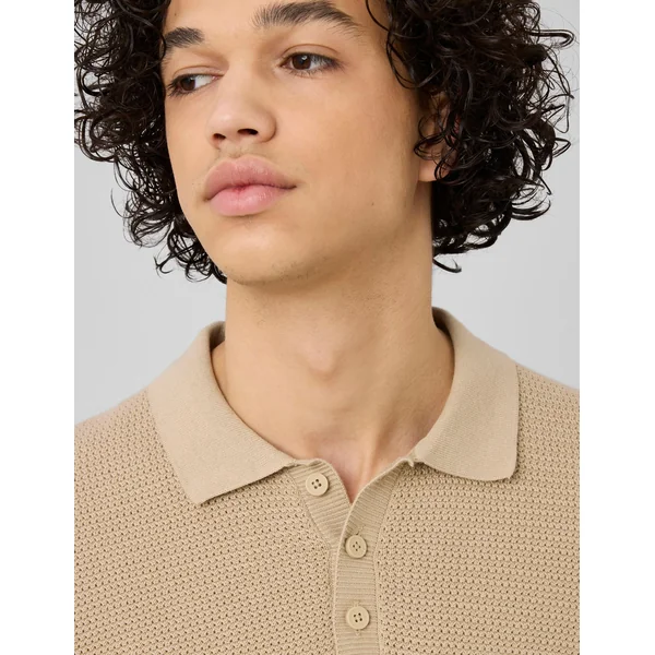 Polo maille fantaisie Beige