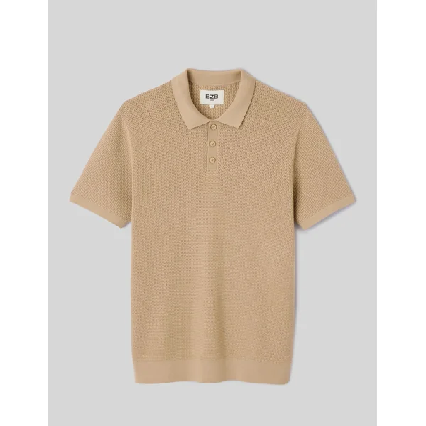 Polo maille fantaisie Beige