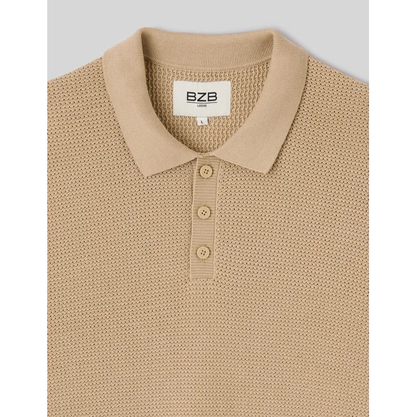 Polo maille fantaisie Beige