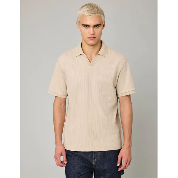 Polo maille fantaisie Gris clair