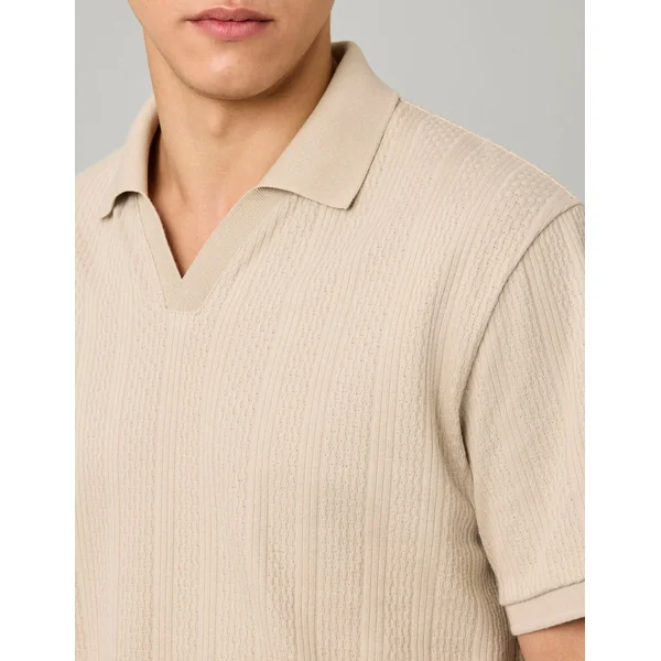 Polo maille fantaisie Gris clair