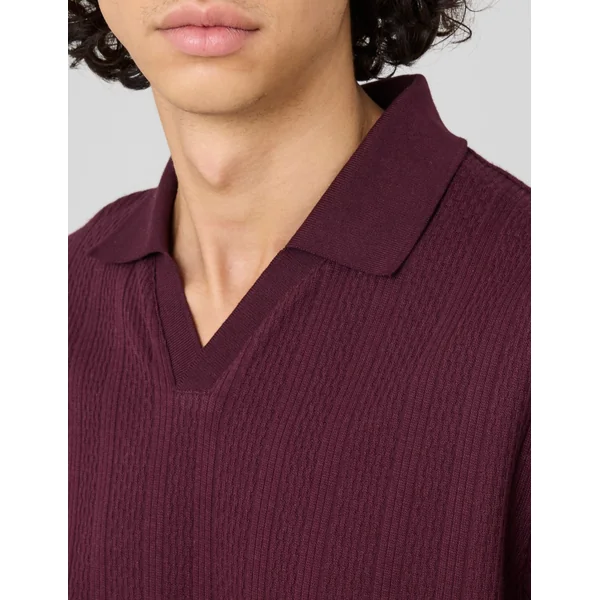 Polo maille fantaisie Lie de vin
