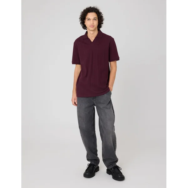 Polo maille fantaisie Lie de vin