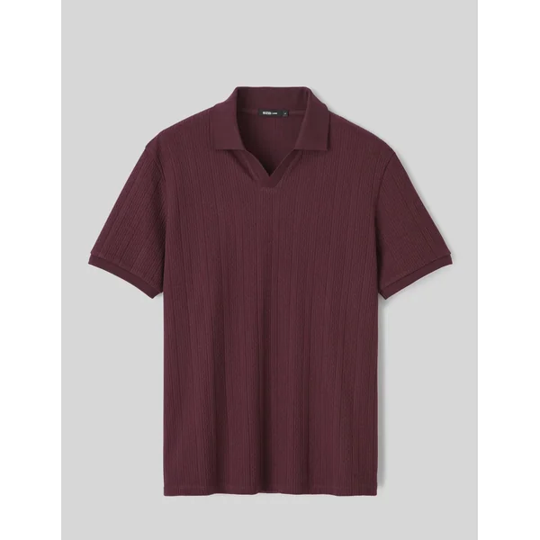 Polo maille fantaisie Lie de vin