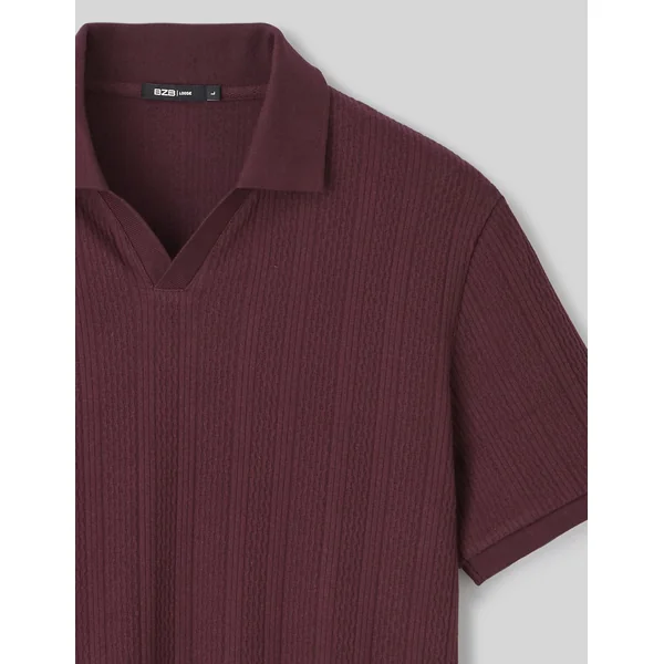 Polo maille fantaisie Lie de vin