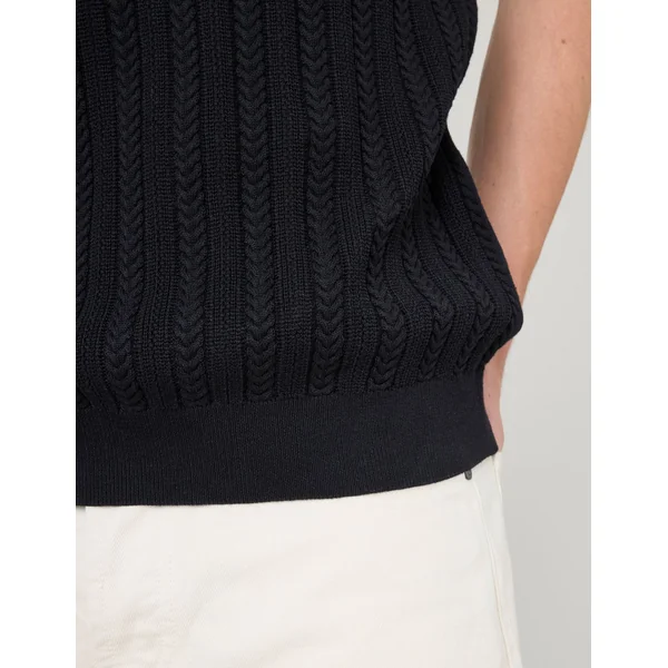Polo maille fantaisie Noir
