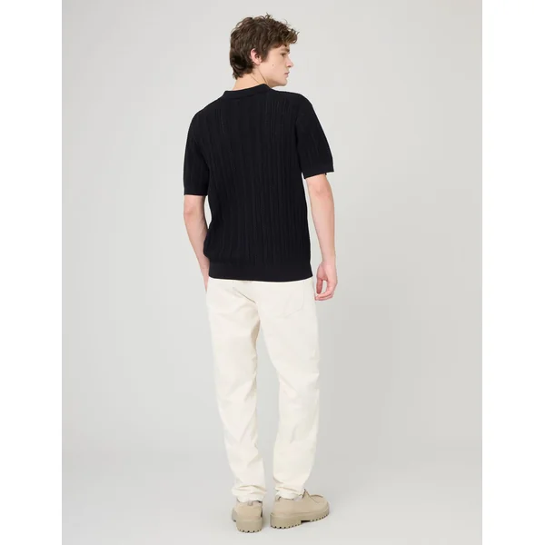 Polo maille fantaisie Noir