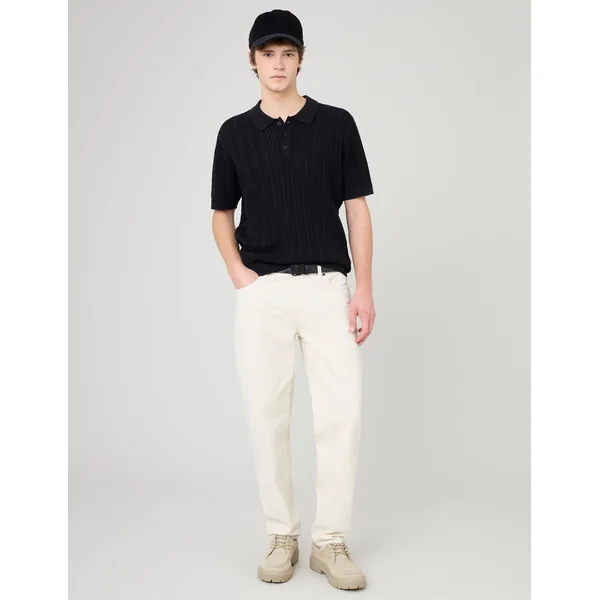 Polo maille fantaisie Noir