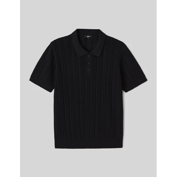 Polo maille fantaisie Noir