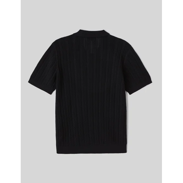 Polo maille fantaisie Noir
