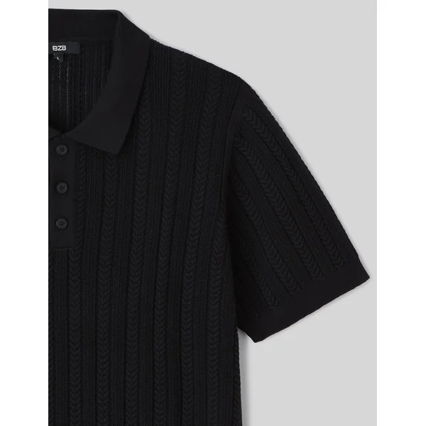Polo maille fantaisie Noir