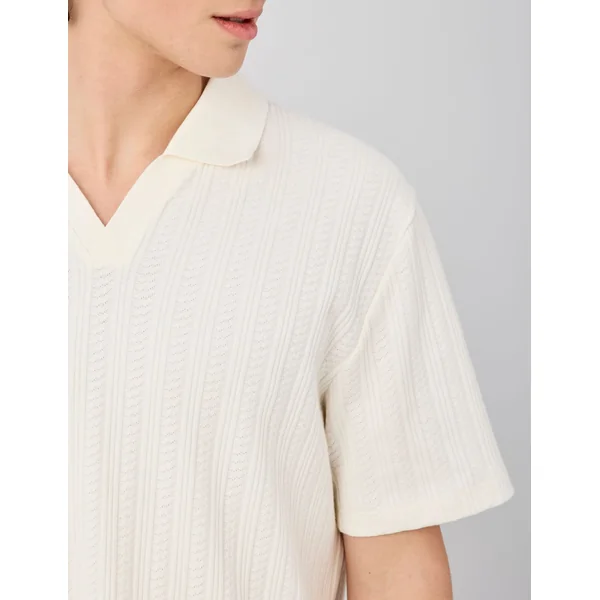 Polo matière fantaisie Blanc écru