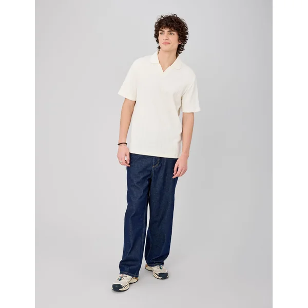 Polo matière fantaisie Blanc écru
