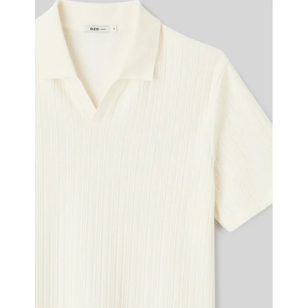 Polo matière fantaisie Blanc écru