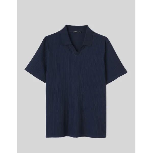 Polo matière fantaisie Bleu foncé