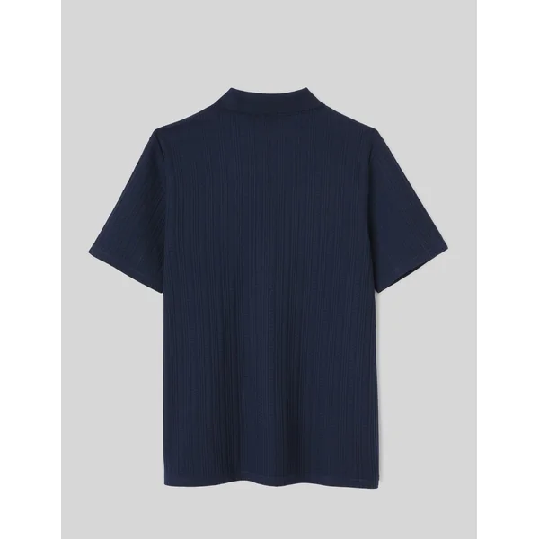 Polo matière fantaisie Bleu foncé