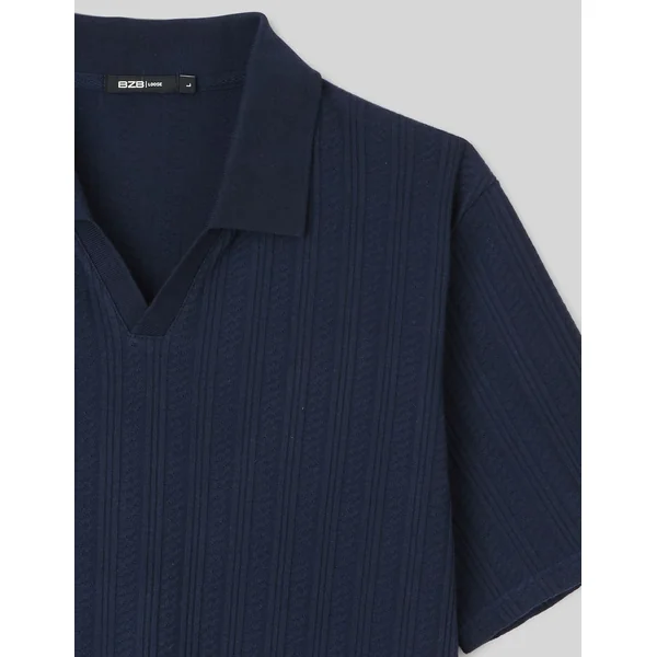 Polo matière fantaisie Bleu foncé