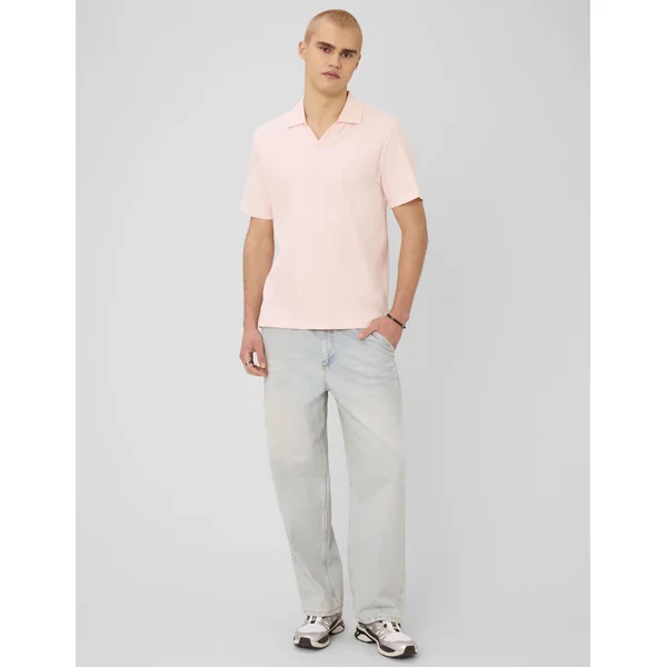 Polo matière fantaisie Rose