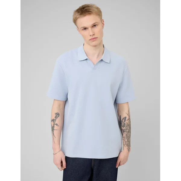 Polo matière gaufrée Bleu clair