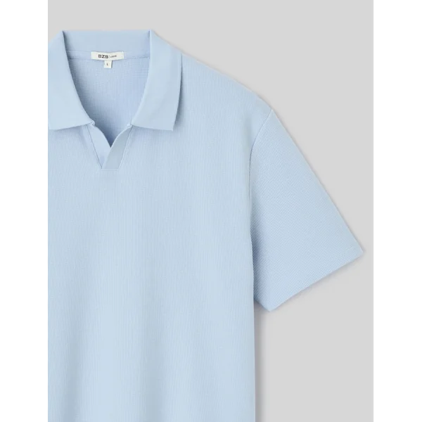 Polo matière gaufrée Bleu clair