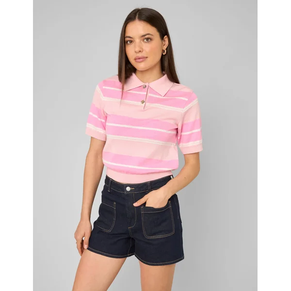 Polo rayé en maille Multicolore