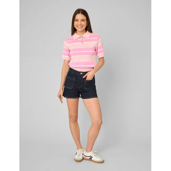 Polo rayé en maille Multicolore