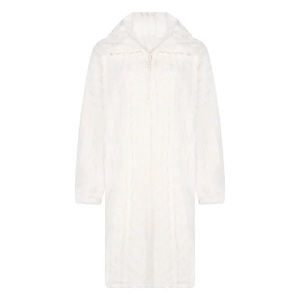 Poncho en Polaire Tricot à Câbles - Blanc