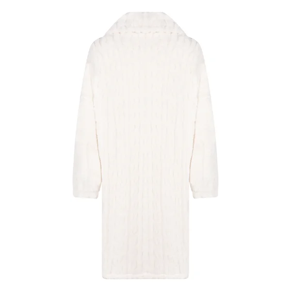 Poncho en Polaire Tricot à Câbles - Blanc