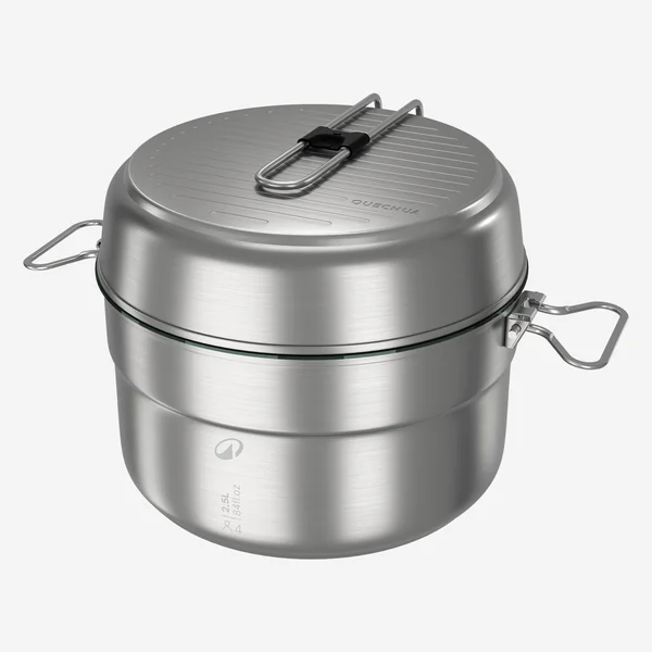 Popote 500 de camping en acier inox + anti-adhésif - 4 personnes - 25 éléments