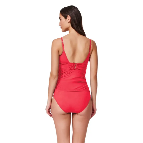 Profile by Gottex - Haut de tankini col V avec perles dorées D Corail 12 Tutti Frutti