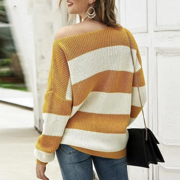Pull Bohème Rayure Jaune et Blanche