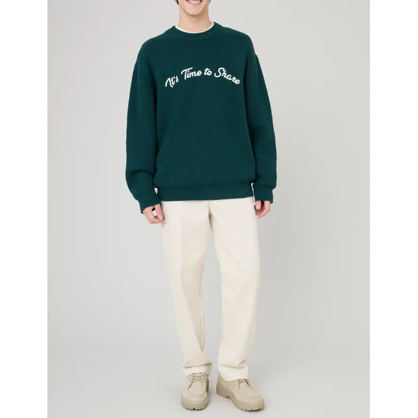 Pull broderie fantaisie Vert