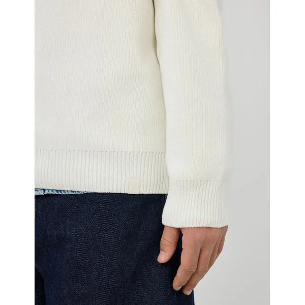 Pull chenille col montant Blanc écru