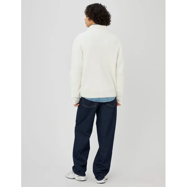 Pull chenille col montant Blanc écru