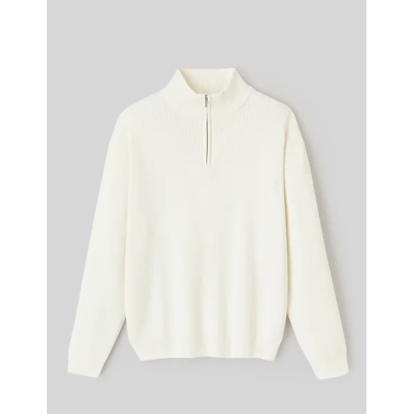Pull chenille col montant Blanc écru