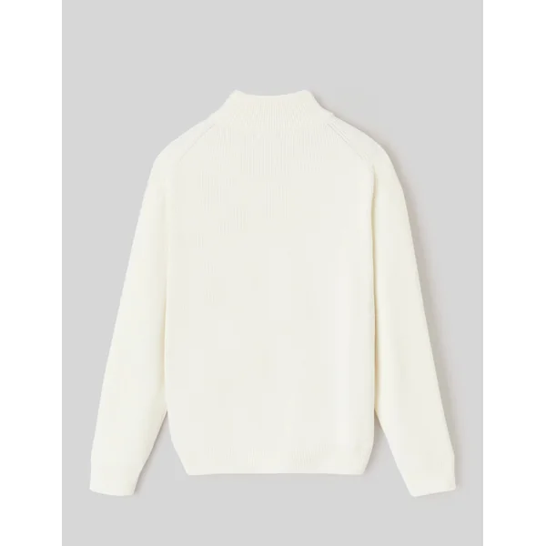 Pull chenille col montant Blanc écru