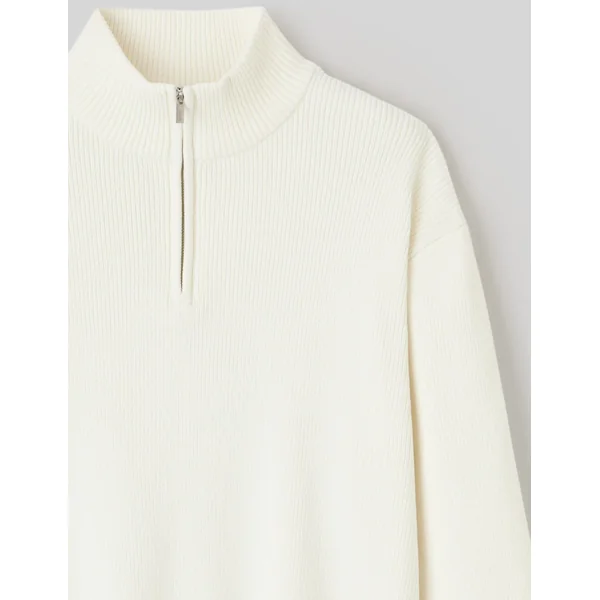 Pull chenille col montant Blanc écru