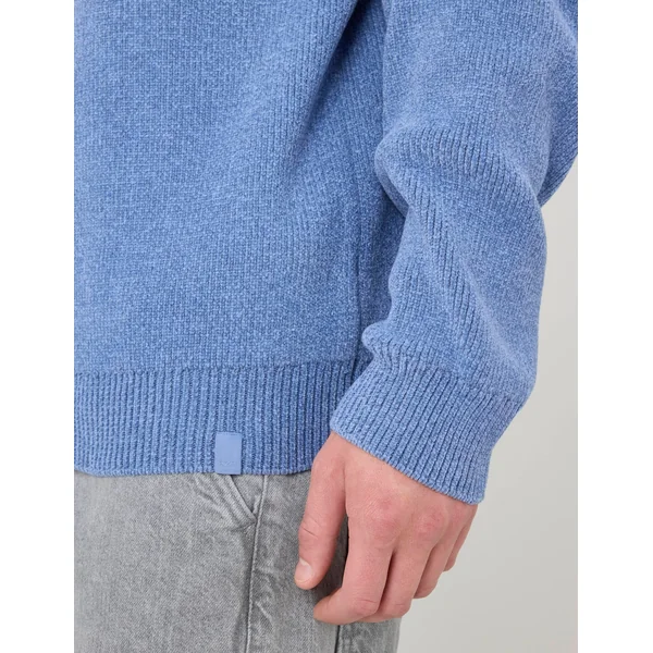 Pull chenille col montant Bleu moyen