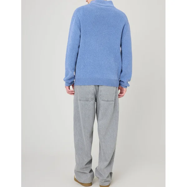Pull chenille col montant Bleu moyen