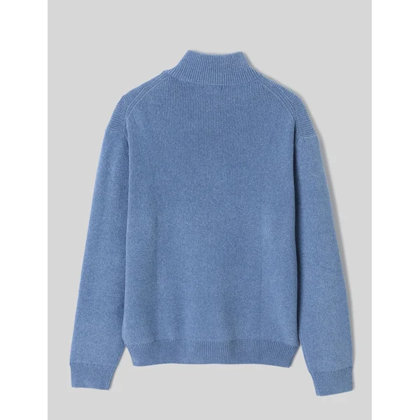 Pull chenille col montant Bleu moyen
