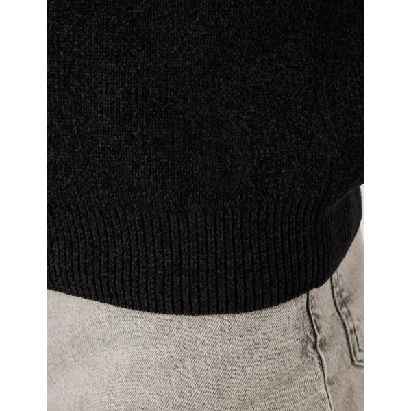 Pull chenille col rond Noir