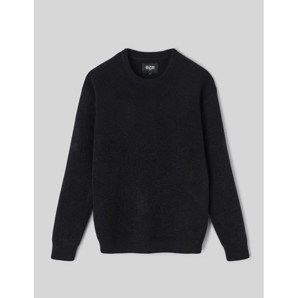 Pull chenille col rond Noir