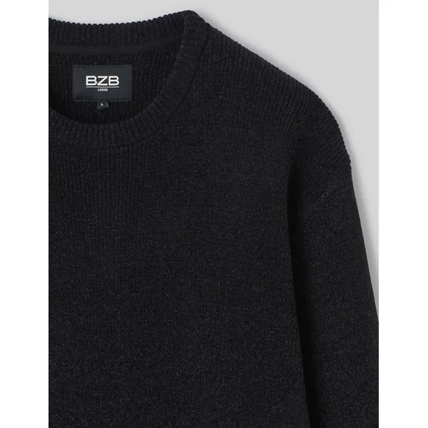 Pull chenille col rond Noir
