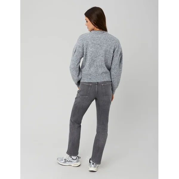 Pull col montant bijoux Gris