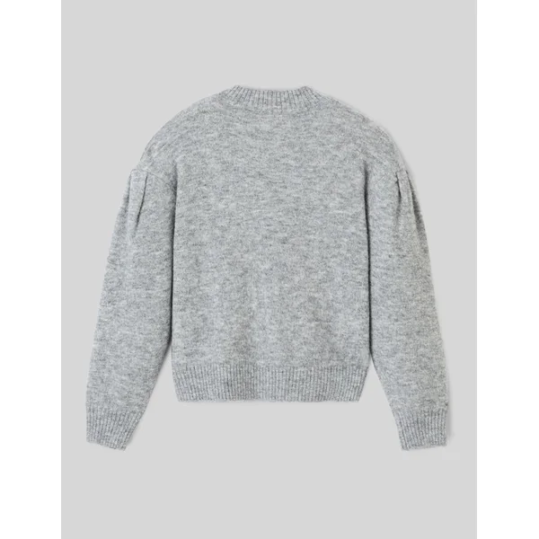 Pull col montant bijoux Gris