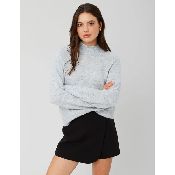 Pull col montant premium Gris clair