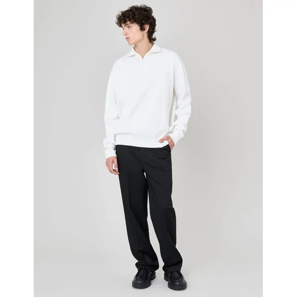 Pull col montant zippé Blanc écru