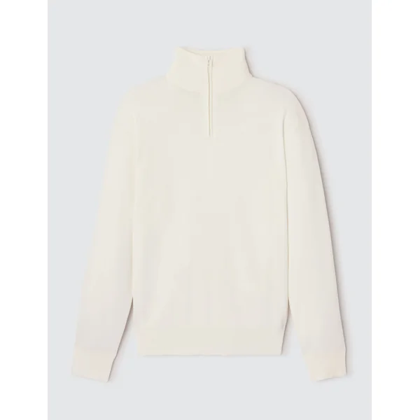 Pull col montant zippé Blanc écru