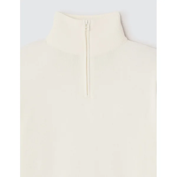 Pull col montant zippé Blanc écru